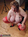 Chris 44G. Red Waspie & Stockings 2 Free Pic 5