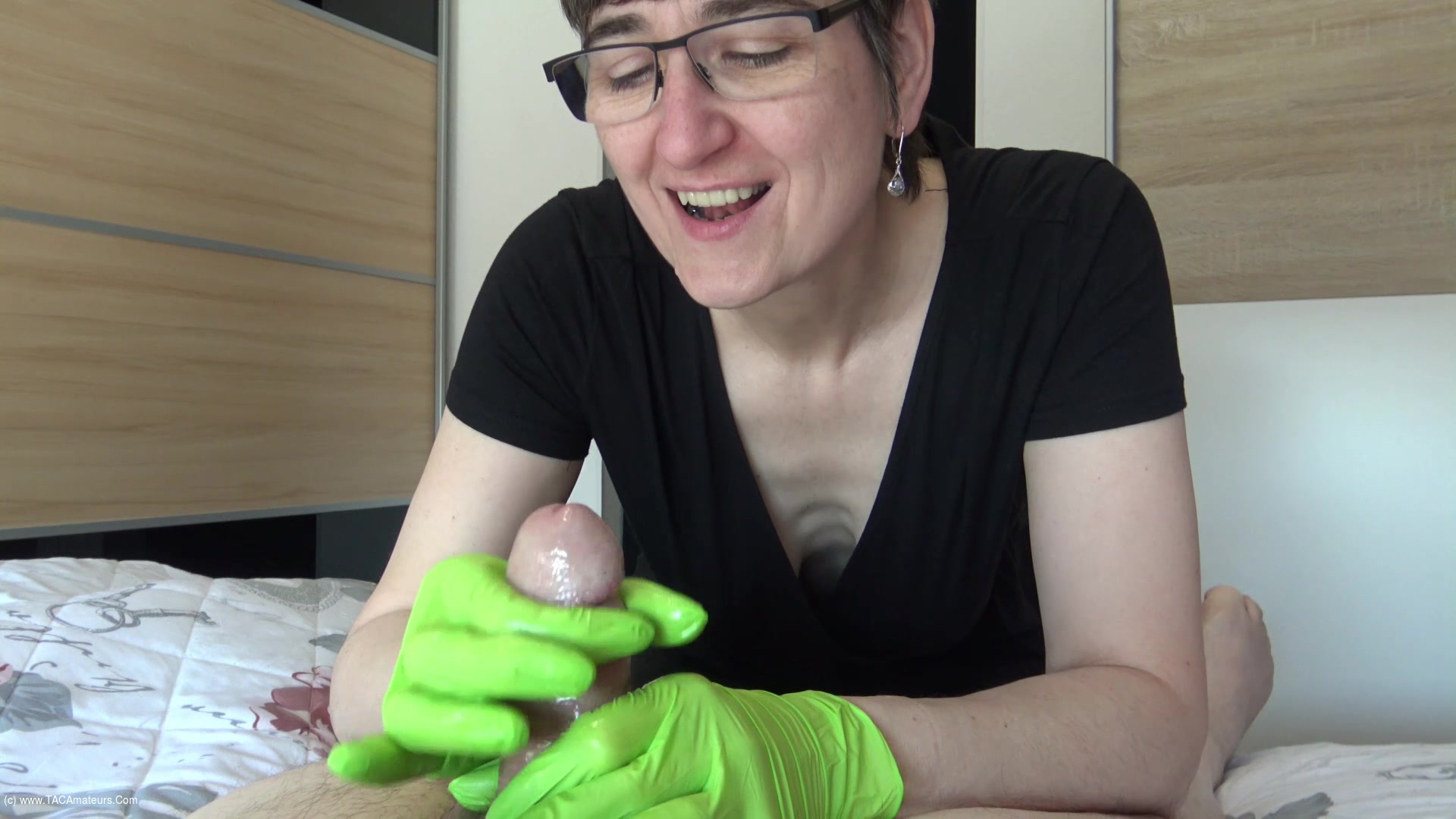 Hot Milf - Green Gloves Covered In Cum