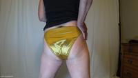 GOLD shiny Satin  Goddess   Cum kneel before my gold shiny satin panties . Worship and stroke for me.Bring your hard coc