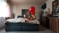 I will touch these beautiful red crystal balloons and pop them with my long red nails. I
